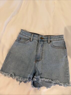 Billabong Light Blue Distressed High-Rise Denim Shorts